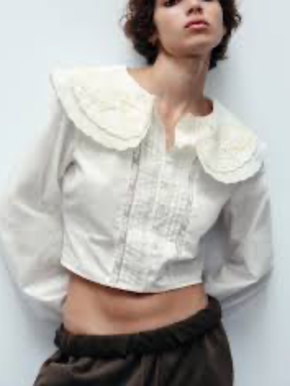 Zara M Embroidered Peter Pan Collar Blouse